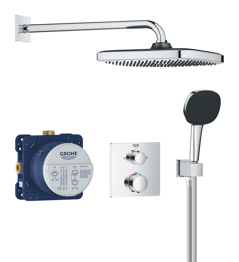 Grohe Precision Thermostat Perfect shower set met Vitalio Comfort 250 Chroom