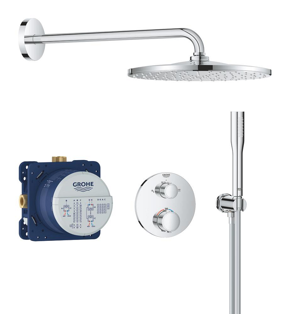 Grohe Precision Thermostat Perfect shower set met Vitalio Rain Mono 310 Chroom