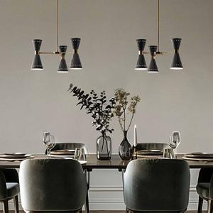 Stilnovo Pendellampe Megafono, schwarz, L&auml;nge 54 cm, 6-flg.