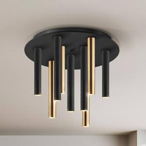 Schuller Valencia LED-Deckenlampe Varas dimmbar, 9-flg., gold/schwarz, Metall