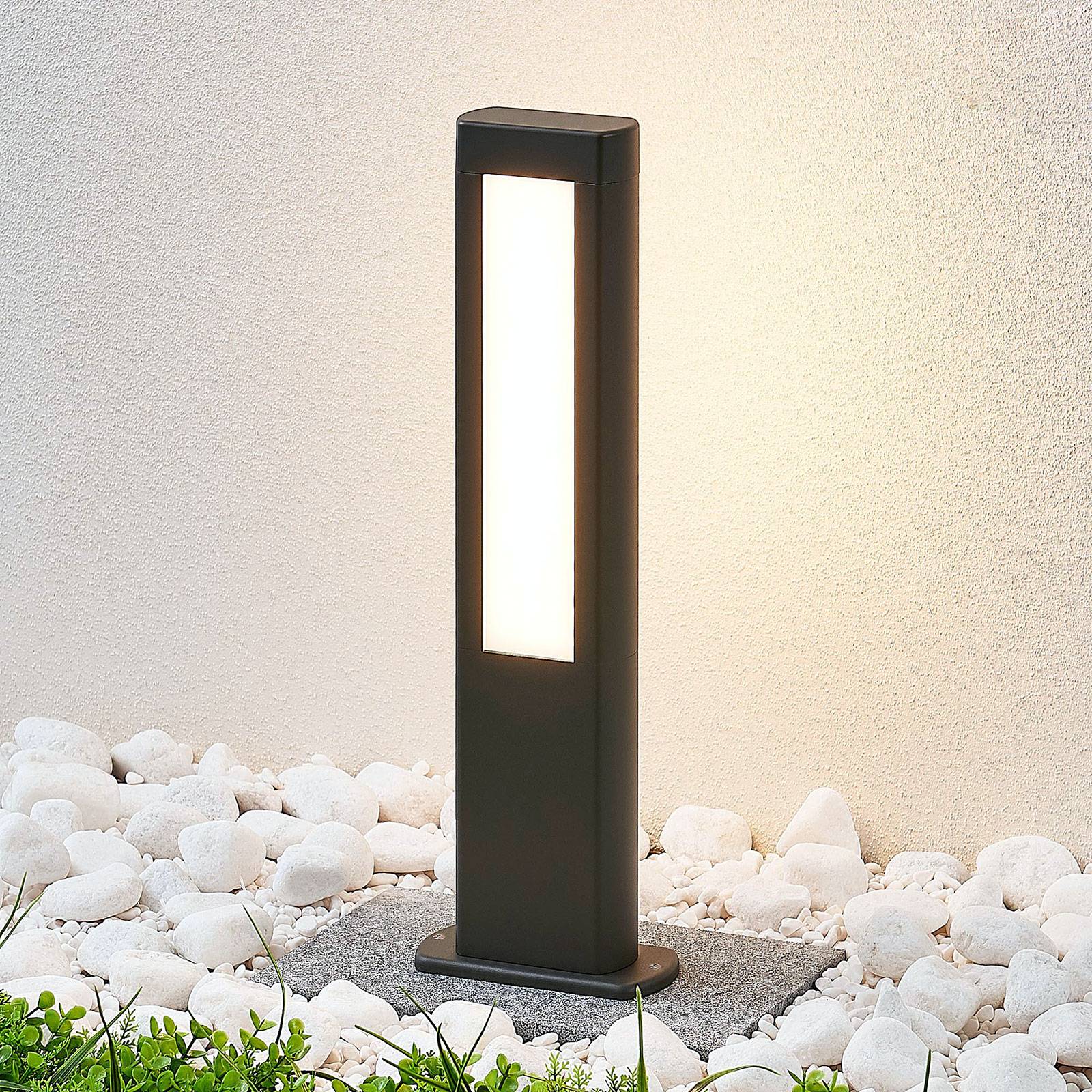 LUCANDE LED sokkellamp Mhairi, hoekig, antraciet, 50 cm