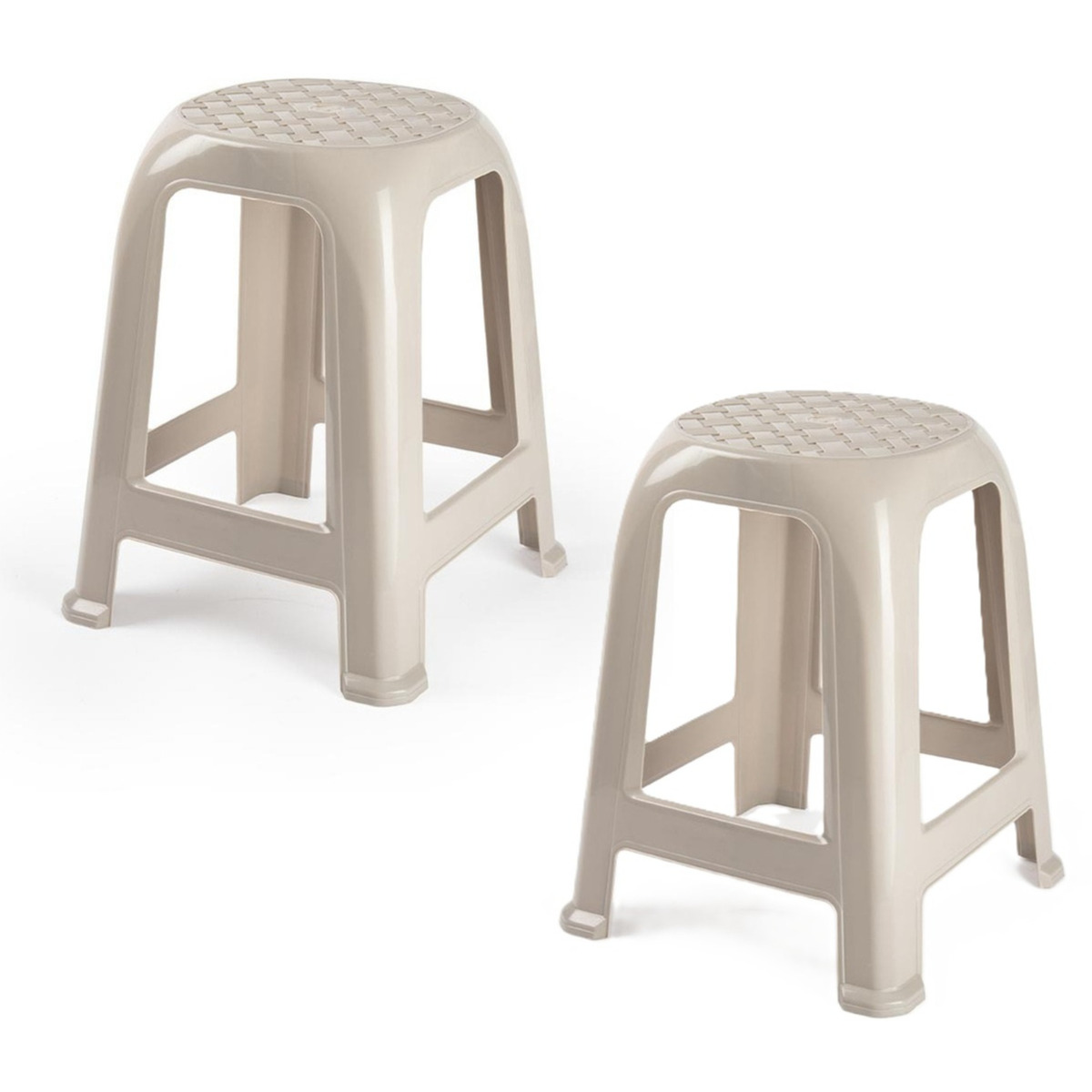 PlasticForte Zit krukjes - 2x - beige - kunststof - x x cm - extra zitplaatsen -