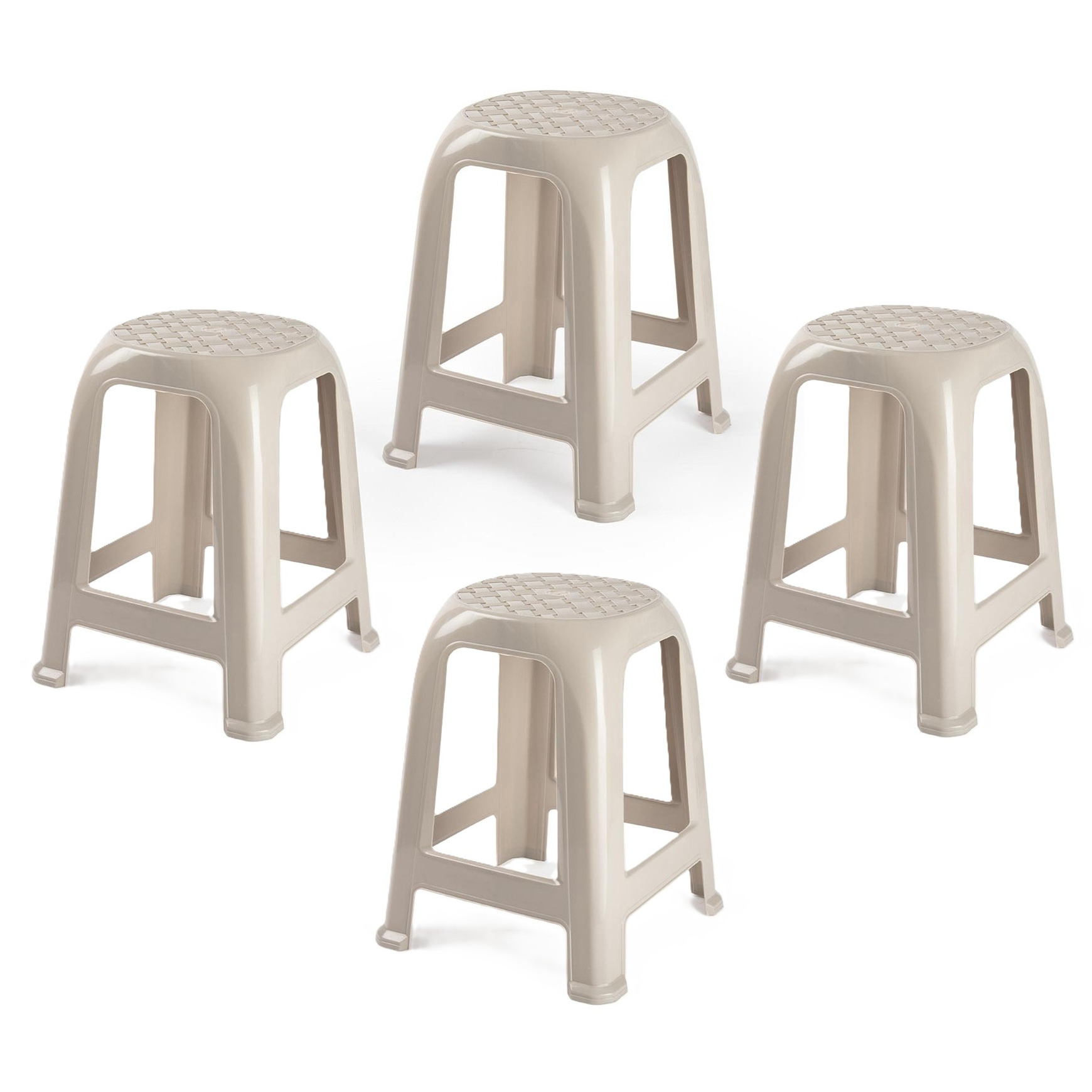 PlasticForte Zit krukjes - 4x - beige - kunststof - x x cm - extra zitplaatsen -