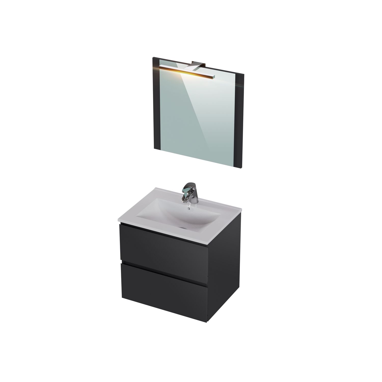 T-Bath Badmeubelset Milenio 60cm Grijs Glanzend