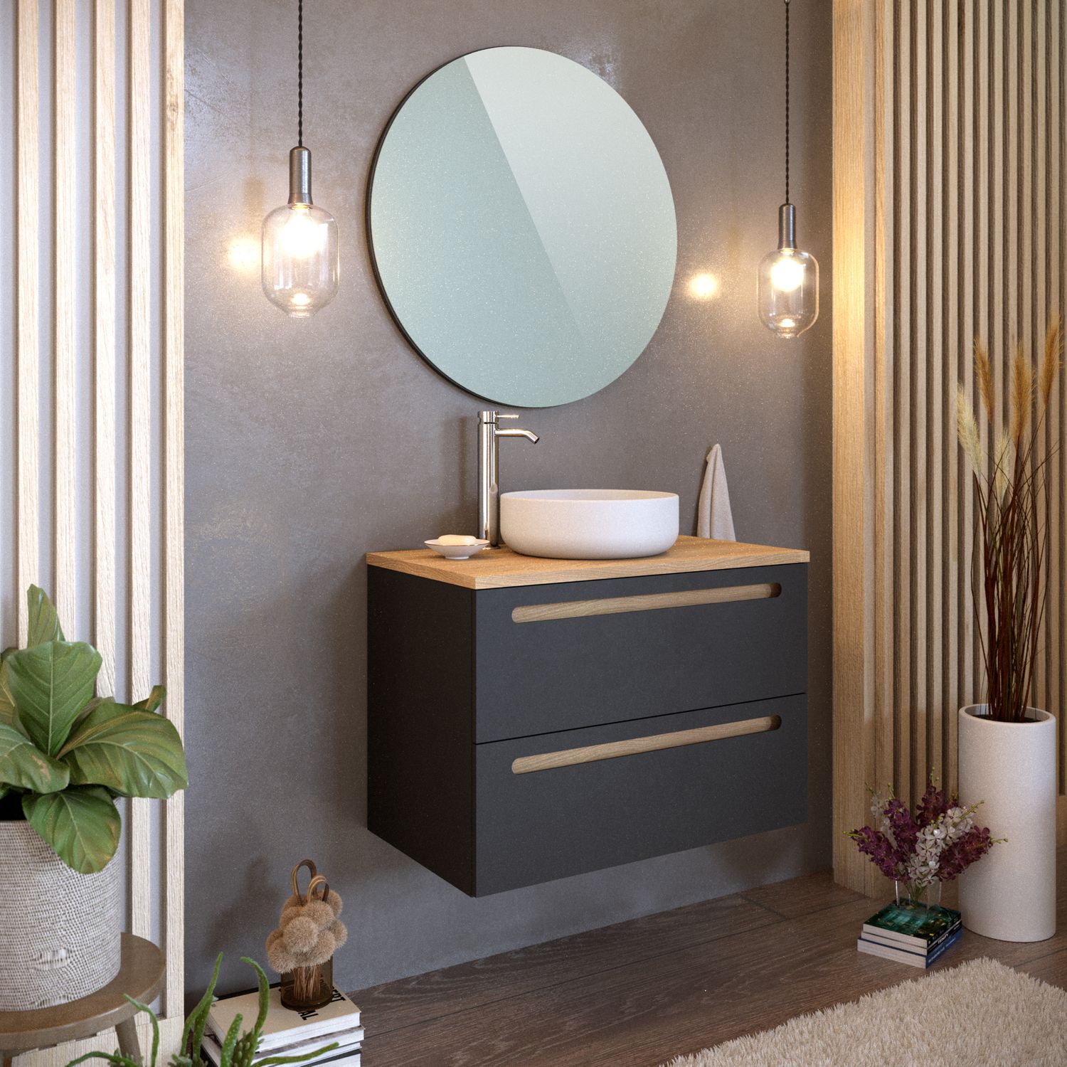 T-Bath Badmeubelset Etna 80cm Zwart Eik
