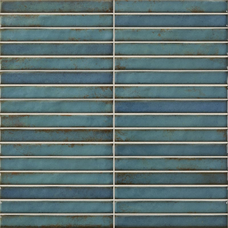Jabo Tegelsample:  Pencil Raku Turquoise mozaïektegel 35x35cm