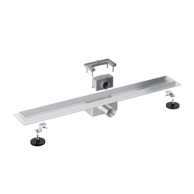 Fortifura Galeria Douchegoot - 140cm - zonder rooster - vloerflens - Geborsteld RVS PVD (RVS) YZ-A140-Basic-drain