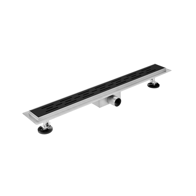 Fortifura Galeria douchegoot 140cm met rooster met vloerflens zwart mat YZ-A60-Basic-drain