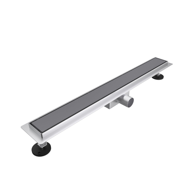 Fortifura Galeria douchegoot - 140cm - gesloten rooster - vloerflens - Geborsteld Gunmetal PVD SW719877/SW1075305
