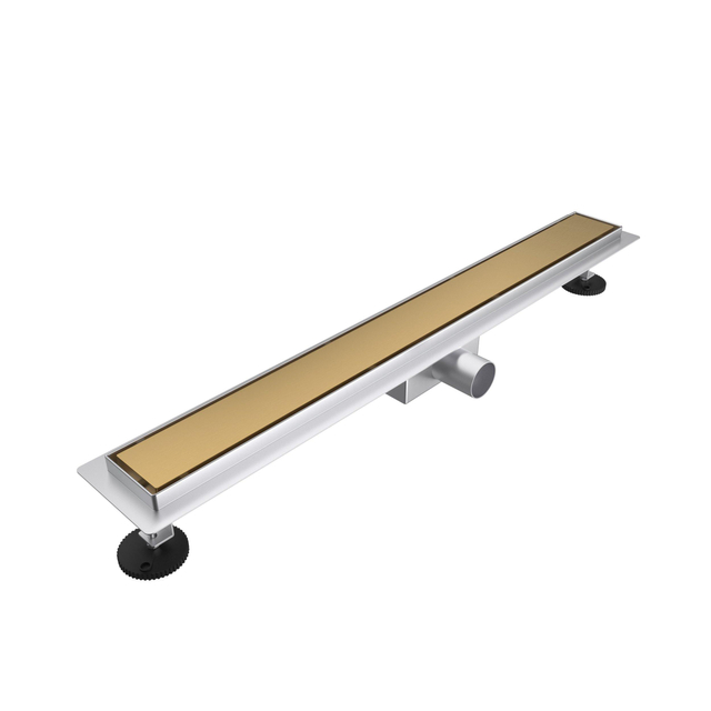 Fortifura Galeria douchegoot - 140cm - gesloten rooster - vloerflens - Geborsteld Messing PVD (Goud) SW719877/SW1075347