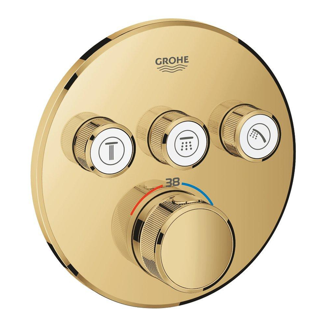 Grohe Grohtherm SmartControl inbouwkraan thermostatisch met omstel voor 3 functies rond cool sunrise 29121gl0