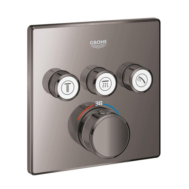 Grohe Grohtherm SmartControl Inbouwthermostaat - 4 knoppen - vierkant - hard graphite 29126a00