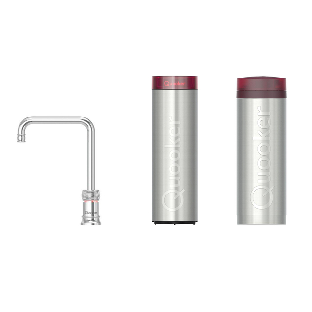 Quooker Classic Nordic Square kokendwaterkraan - draaibare uitloop - PRO3 incl. Cube reservoir - Warm / kokend / bruisend / gefilterd water - Chroom 3CNSCHR-CUBE
