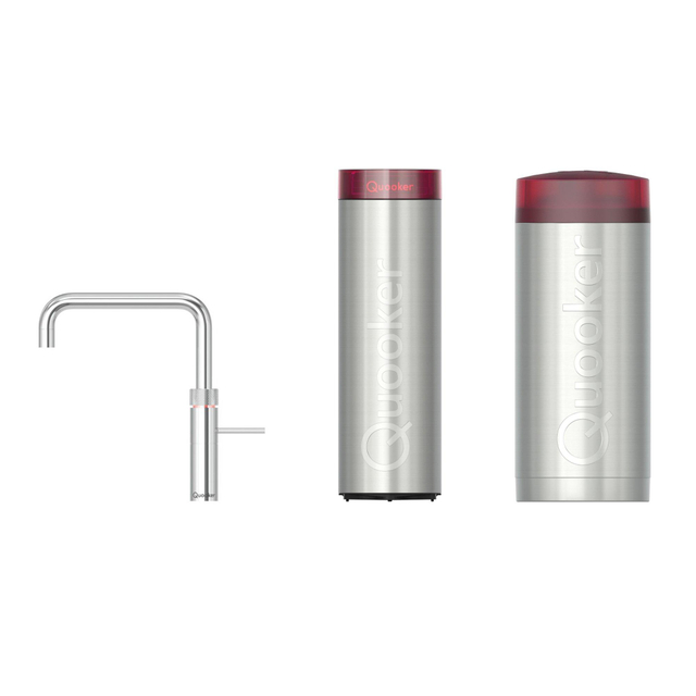 Quooker Fusion Square kokendwaterkraan - draaibare uitloop - Combi+ incl. Cube reservoir - Warm / kokend / bruisend / gefilterd water - Chroom 22+FSCHR-CUBE