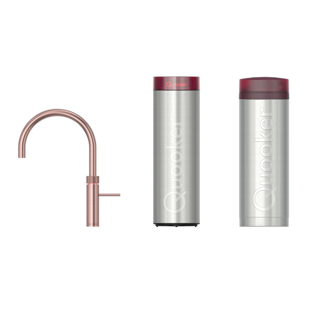 Quooker Fusion Round kokendwaterkraan - draaibare uitloop - PRO3 incl. Cube reservoir - Warm / kokend / bruisend / gefilterd water - Rosé koper 3FRRCO-CUBE