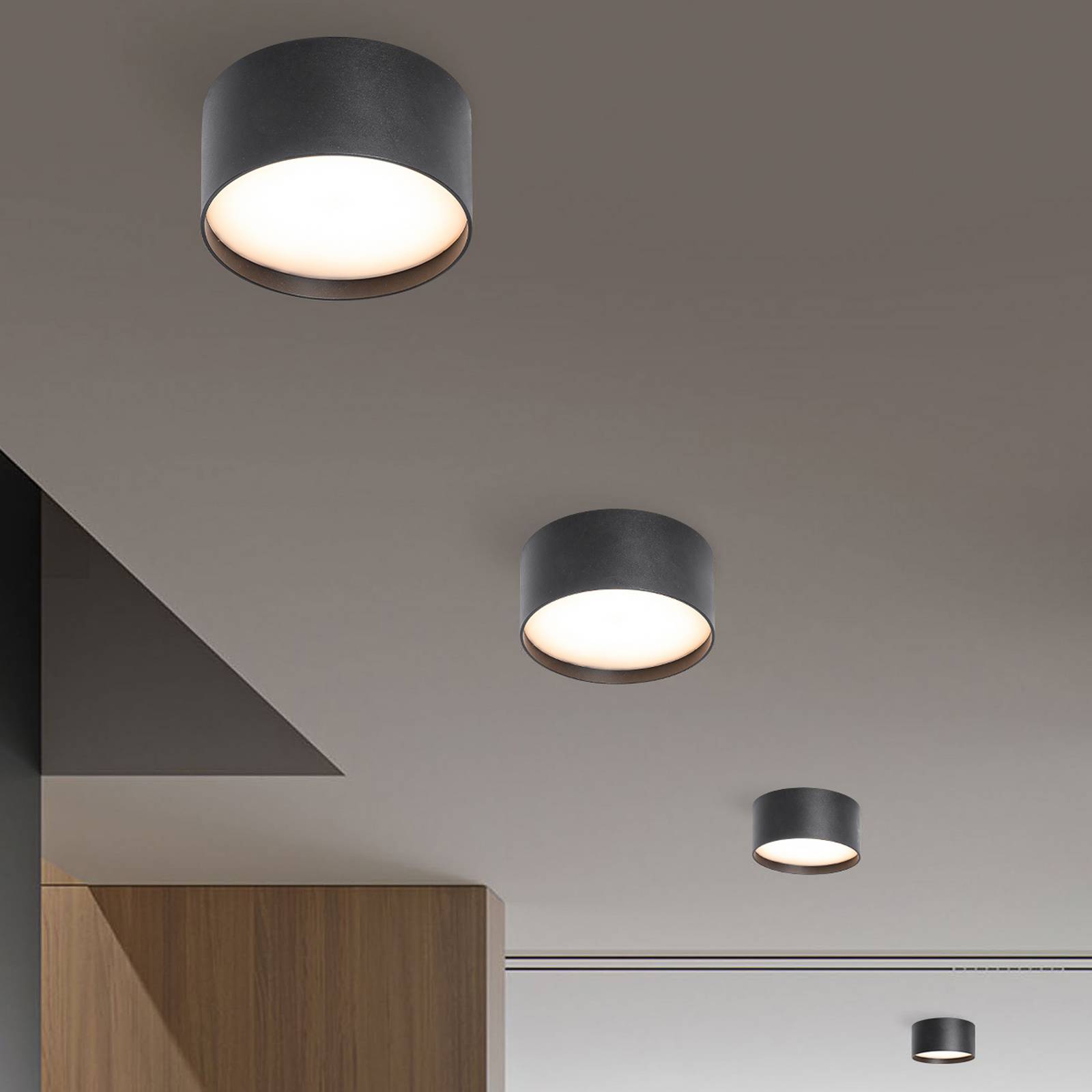 CMD LED plafondlamp  9092, Ø 12 cm, antraciet, IP44, metaal