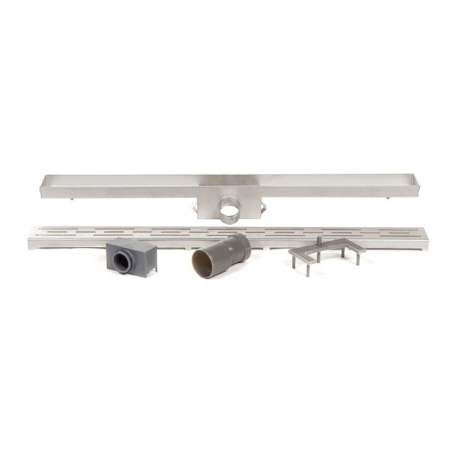 Brauer Douchegoot - zonder flens - 90x7x6.7cm - ondiep - zijuitloop - RVS DR90PS