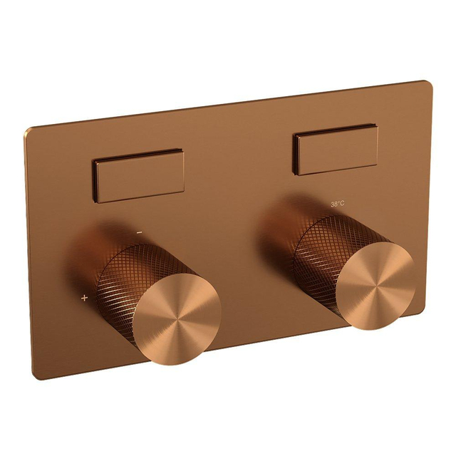 Brauer Copper Carving - 2 functies - inbouwthermostaat - drukknoppen - in/afbouwdelen - koper geborsteld PVD 5-GK-157