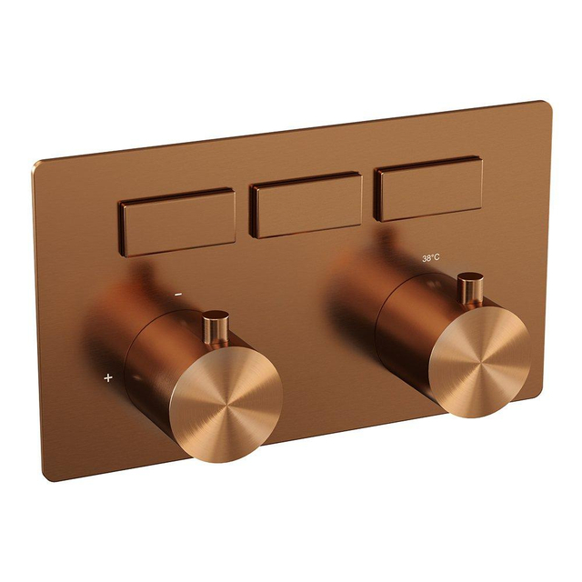 Brauer Copper Edition - 3 functies - inbouwthermostaat - drukknoppen - in/afbouwdelen - koper geborsteld PVD 5-GK-156