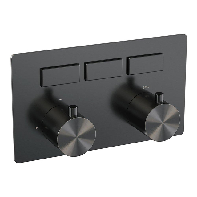 Brauer gunmetal Edition - 3 functies - inbouwthermostaat - drukknoppen - in/afbouwdelen - gunmetal geborsteld PVD 5-GM-156