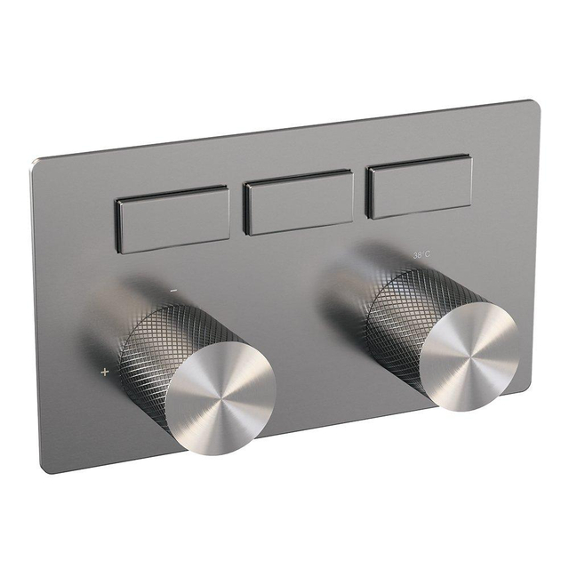 Brauer Brushed Carving - 3 functies - inbouwthermostaat - drukknoppen - in/afbouwdelen - RVS geborsteld PVD 5-NG-158