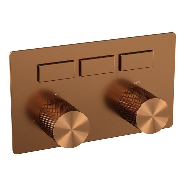 Brauer Copper Carving - 3 functies - inbouwthermostaat - drukknoppen - in/afbouwdelen - koper geborsteld PVD 5-GK-158