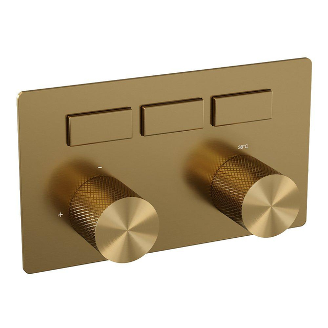 Brauer Gold Carving - 3 functies - inbouwthermostaat - drukknoppen - in/afbouwdelen - goud geborsteld PVD 5-GG-158