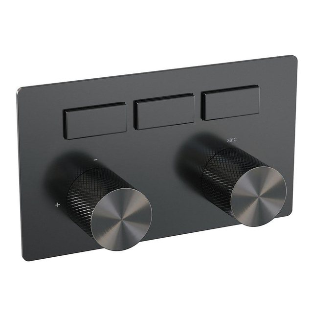 Brauer gunmetal Carving - 3 functies - inbouwthermostaat - drukknoppen - in/afbouwdelen - gunmetal geborsteld PVD 5-GM-158