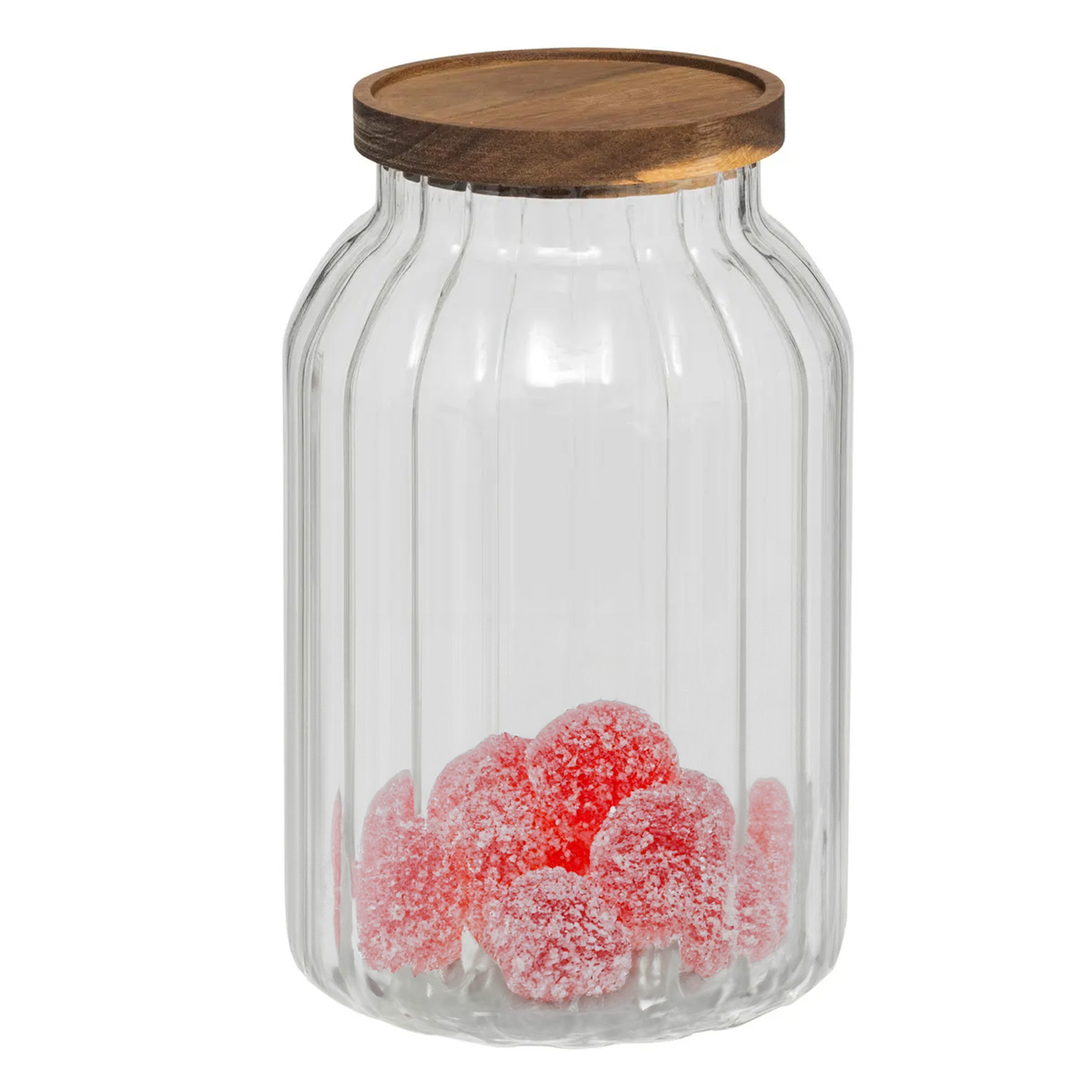 5five voorraadpot Acacia hout - glas - 3L - 14 x 23 cm - voorraadpotten - Voedsel/snoep/koekjes -