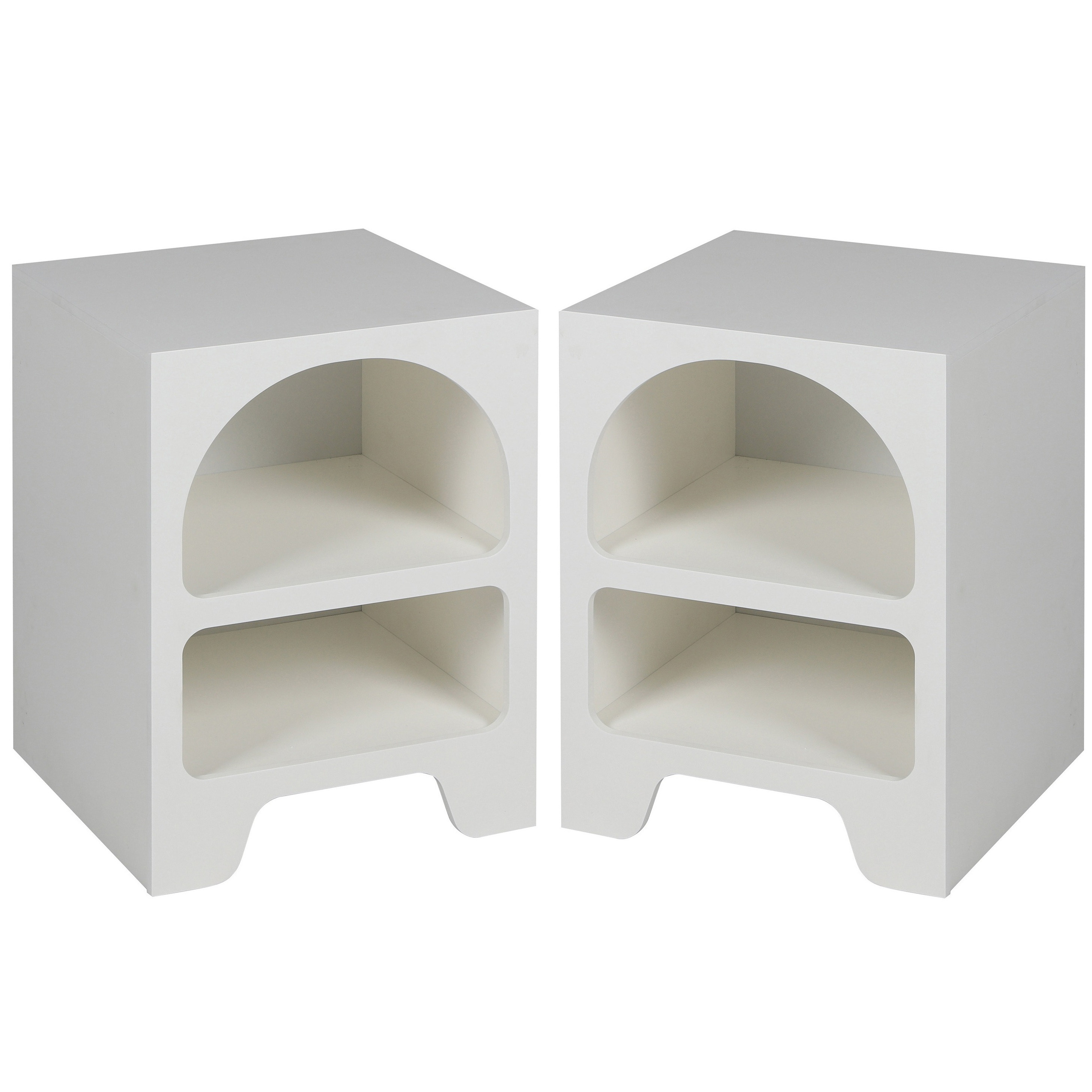 Urban Living Nachtkastje Wabi Sabi stijl - 2x - organisch - 2 vakken - wit - kunststof - x x 55 cm -