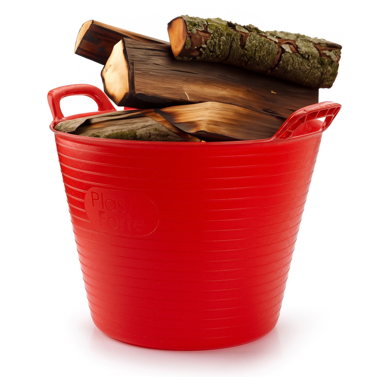 Merkloos Haardblokken/houtblokken flexibele emmer/kuip - rood - liter -38 x 45 cm - eco kunststof -
