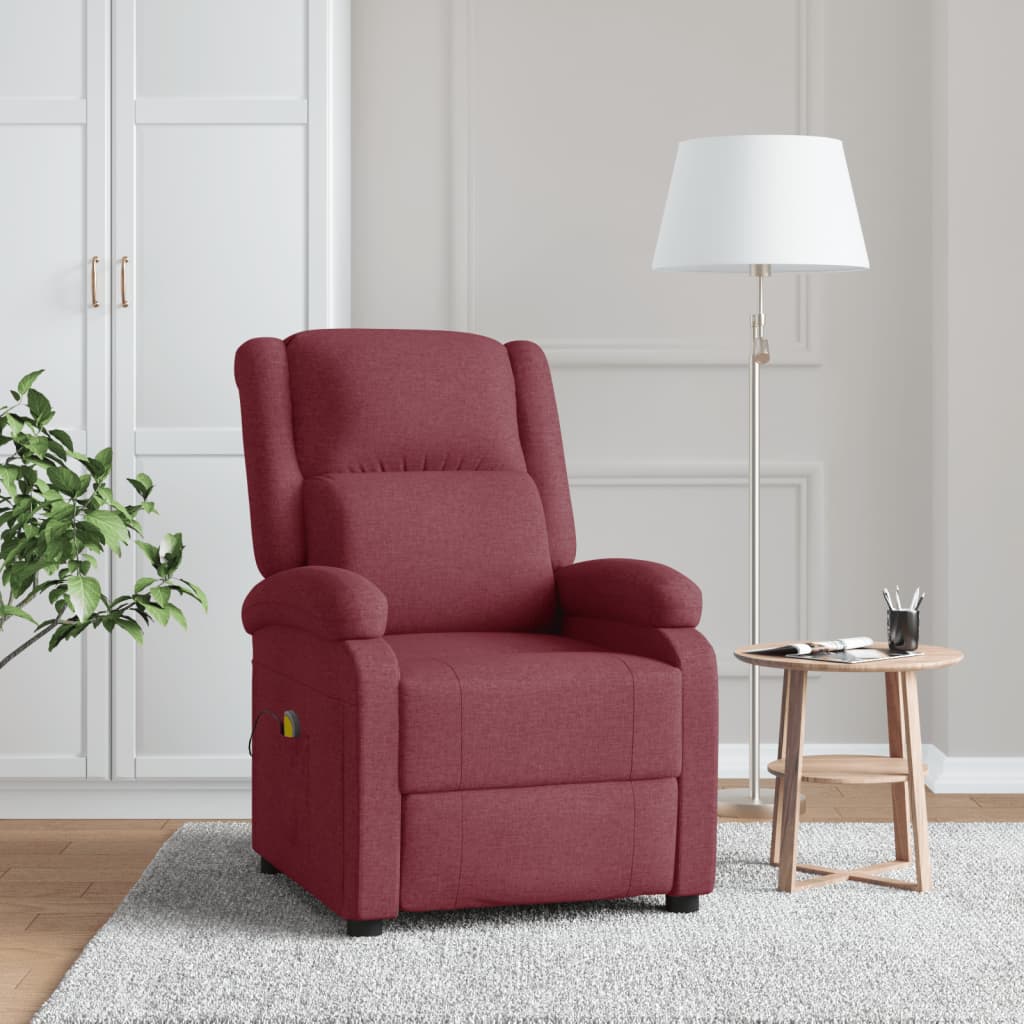 vidaXL Massagestoel stof wijnrood