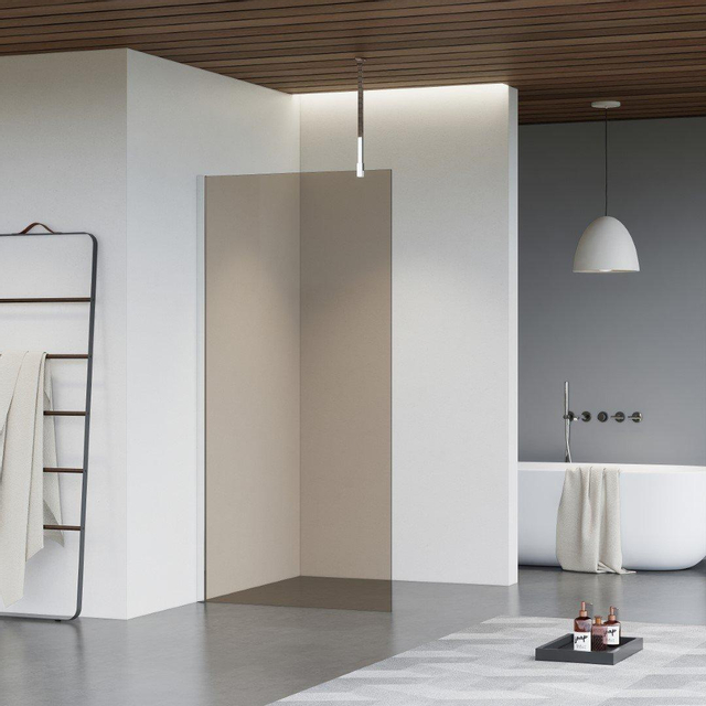 Fortifura Galeria inloopdouche - 90x200cm - rookglas - plafondarm - chroom SW797938/SW797904/SW804541