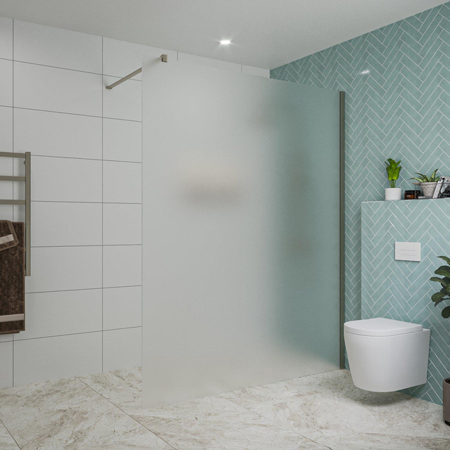 Fortifura Galeria inloopdouche - 160x200cm - mat glas - wandarm - Geborsteld Gunmetal PVD SW797932/SW797907
