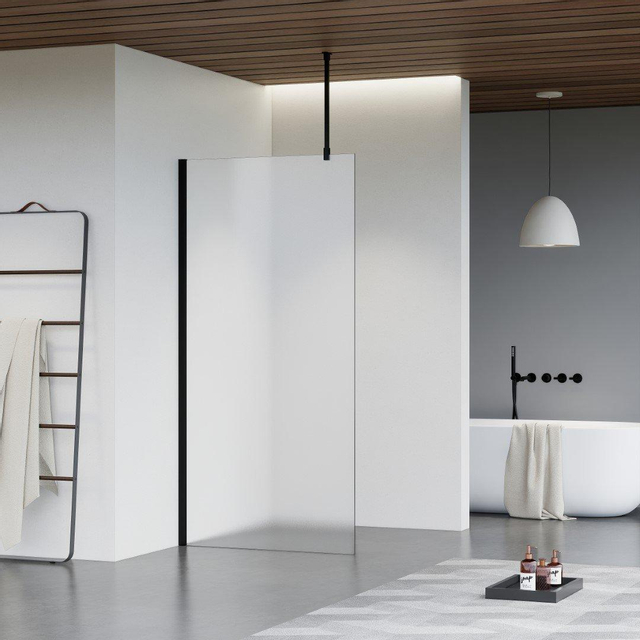 Fortifura Galeria inloopdouche - 160x200cm - mat glas - plafondarm - mat zwart SW797932/SW797905/SW804542