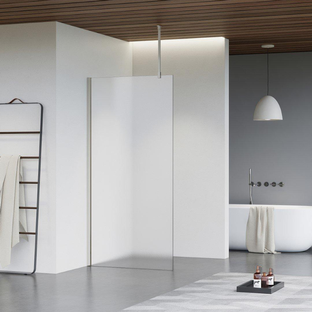 Fortifura Galeria inloopdouche - 160x200cm - mat glas - plafondarm - Geborsteld RVS PVD (RVS) SW797932/SW797908/SW804544