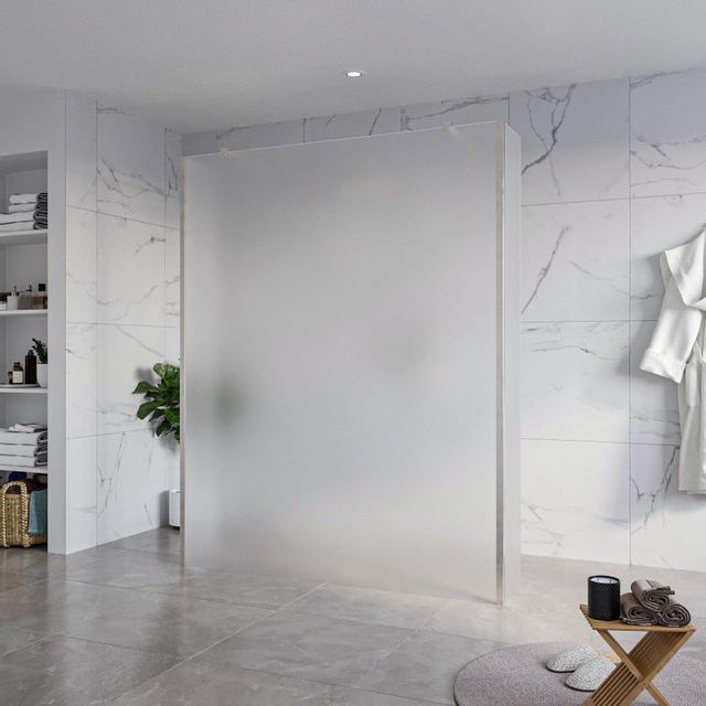 Fortifura Galeria Vrijstaande Inloopdouche - 160x200cm - Glas mat - antikalk - 8mm veiligheidsglas - 2 zijwanden 30cm - wandsteunen en hoekprofielen - Geborsteld RVS PVD (RVS) SW927769 2x/SW797932/SW7