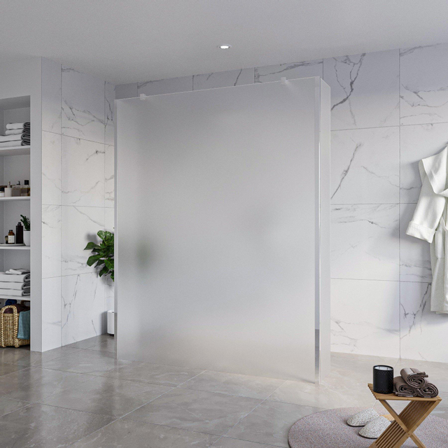 Fortifura Galeria Vrijstaande Inloopdouche - 160x200cm - Glas mat - antikalk - 8mm veiligheidsglas - 2 zijwanden 40cm - wandsteunen en hoekprofielen - Chroom SW927766 2x/SW797932/SW797921 2x/SW358024 