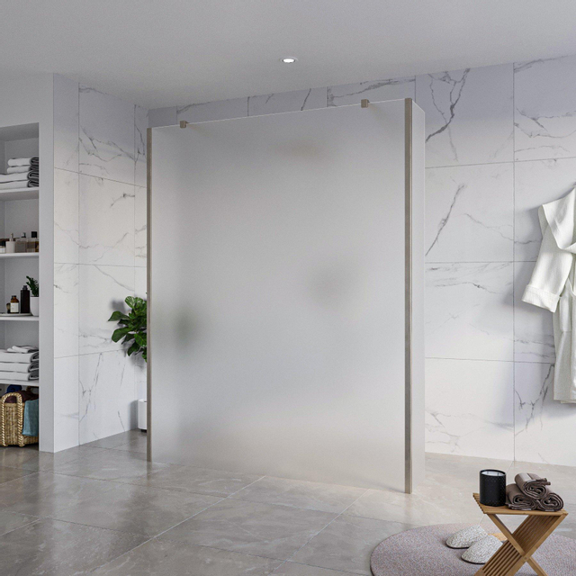 Fortifura Galeria Vrijstaande Inloopdouche - 160x200cm - Glas mat - antikalk - 8mm veiligheidsglas - 2 zijwanden 40cm - wandsteunen en hoekprofielen - Geborsteld Gunmetal PVD SW927771 2x/SW797932/SW79