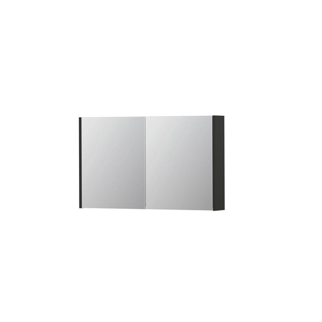 Ink SPK1 Spiegelkast - 100x14x60cm - 2 deuren - dubbelzijdige Spiegel - schakelaar en stopcontact - MDF lak antraciet mat 1110652