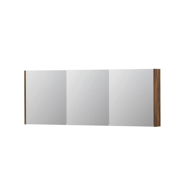 Ink SPK1 Spiegelkast - 160x14x60cm - 3 deuren - dubbelzijdige Spiegel - schakelaar en stopcontact - MFC Noten 1110814