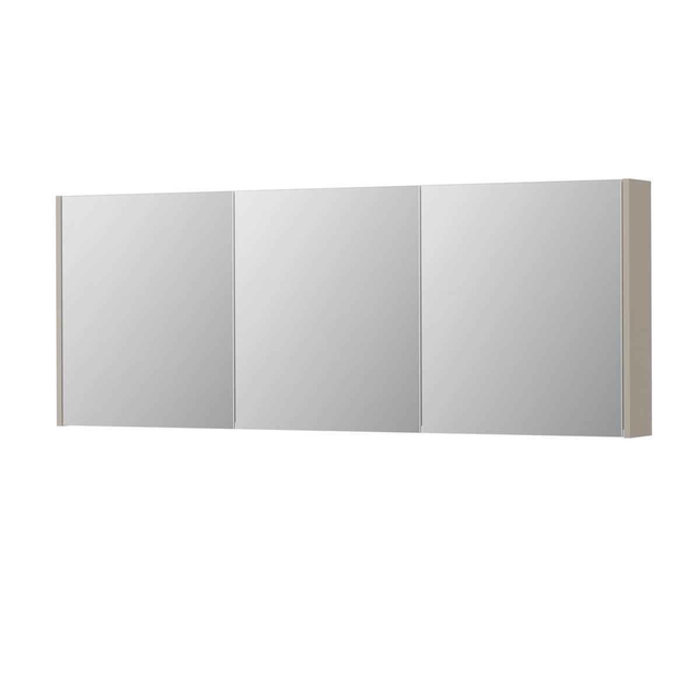 Ink SPK1 Spiegelkast - 160x14x60cm - 3 deuren - dubbelzijdige Spiegel - schakelaar en stopcontact - MDF lak Mat kasjmier grijs 1110829
