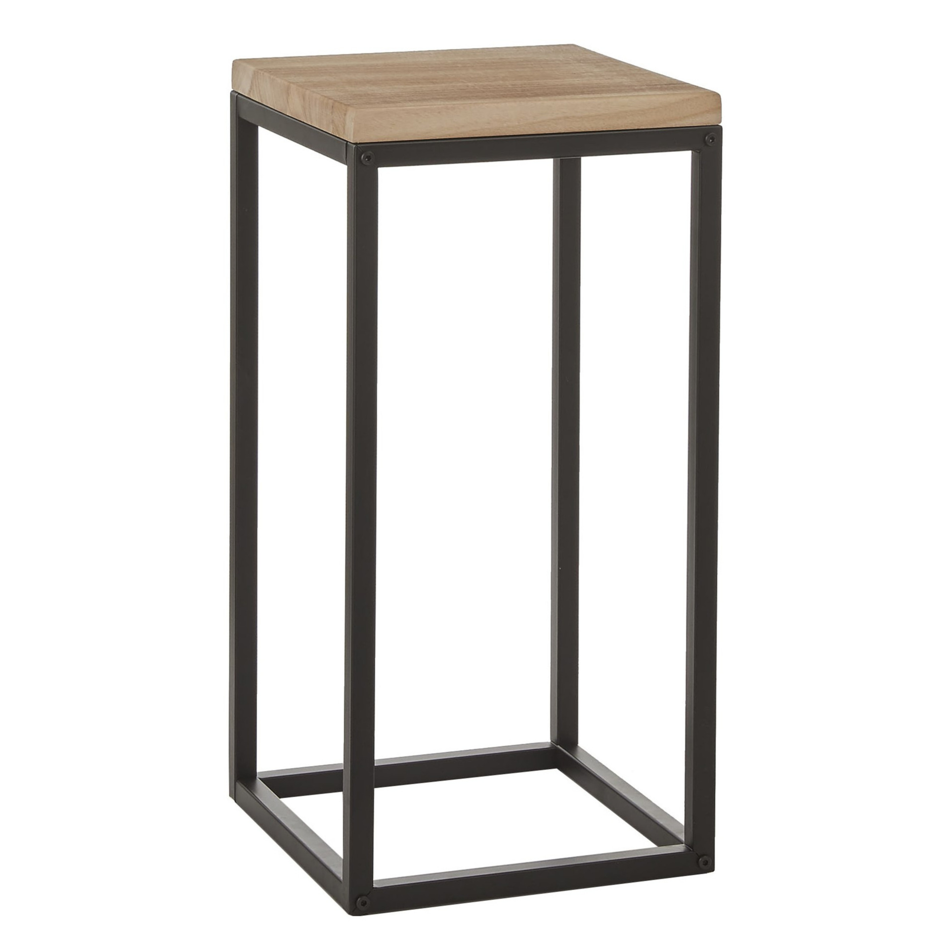 Mica Decorations Plantenstandaard Oskar vierkant hout/metaal zwart 30 x 62 cm -