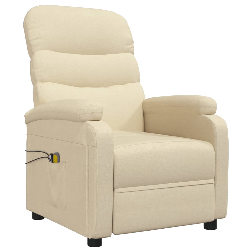 vidaXL Massagestoel elektrisch stof crèmekleurig