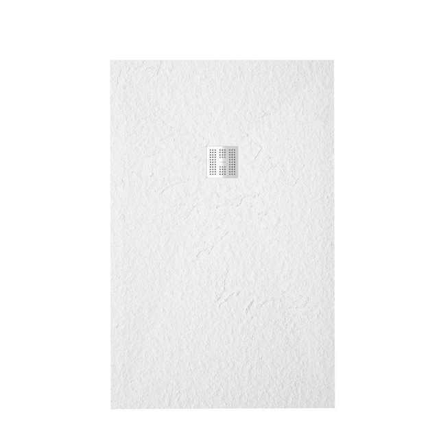 Zeza Grade Douchebak - 110x80cm - antislip - antibacterieel - mineraalmarmer - rechthoek - mat wit 400000000000019993