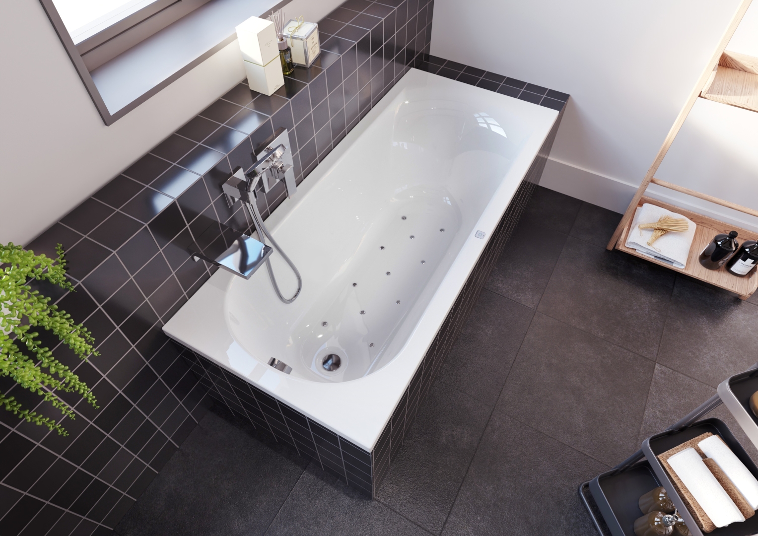 Riho Miami bubbelbad 170x70cm links wit glans met 11 aerojets
