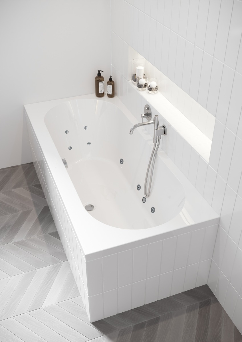 Riho Carolina bubbelbad 180x80cm wit glans pneumatisch met 6 + 4 + 2 hydrojets