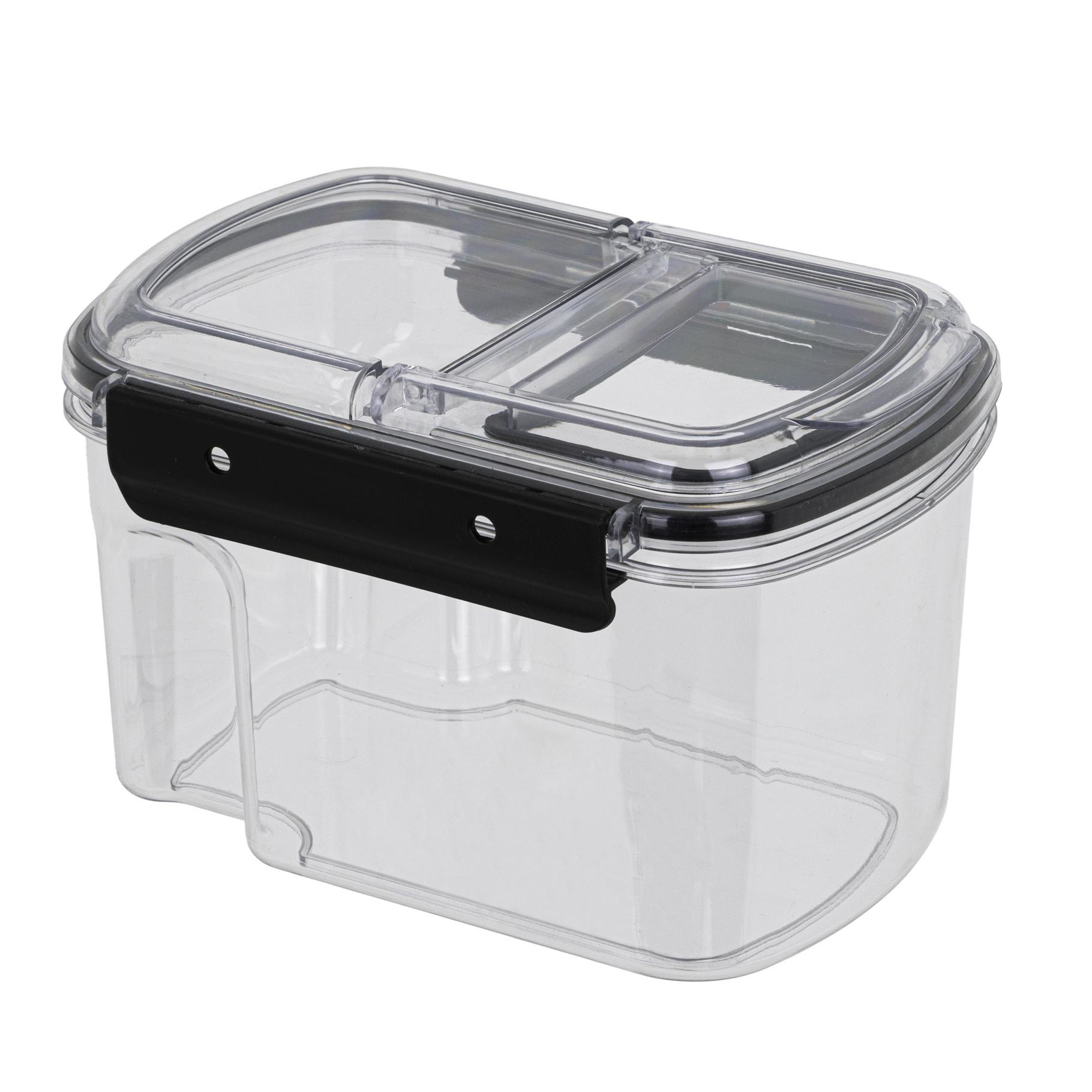 HI Voorraad bus - transparant - 1700 ml - 14 x 11 x 22 cm - met deksel - voorraadbus/bakjes -