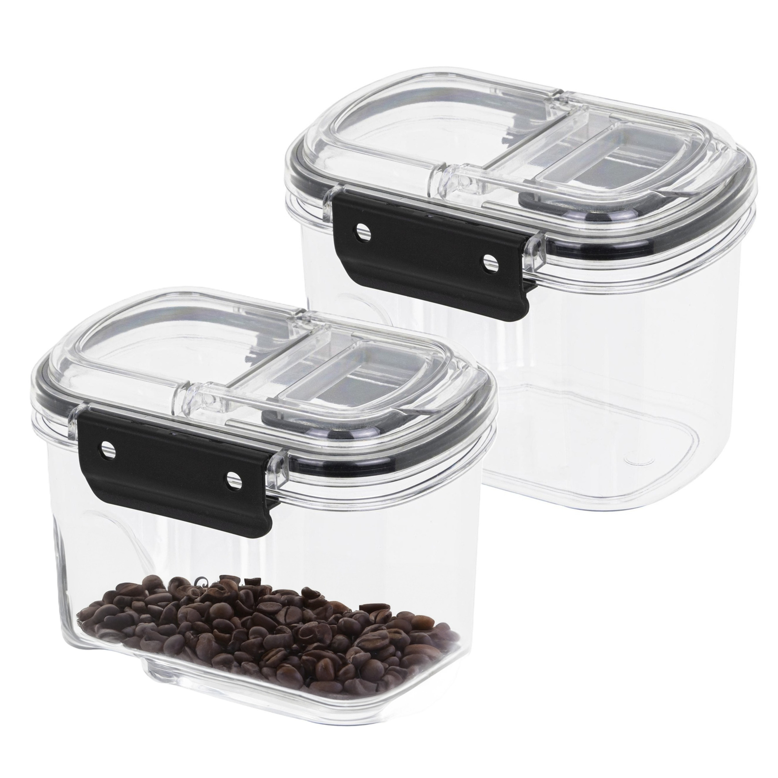 HI Voorraad bus - 2x - transparant - 700 ml - 14 x 11 x 10 cm - met deksel - voorraadbus/bakjes -