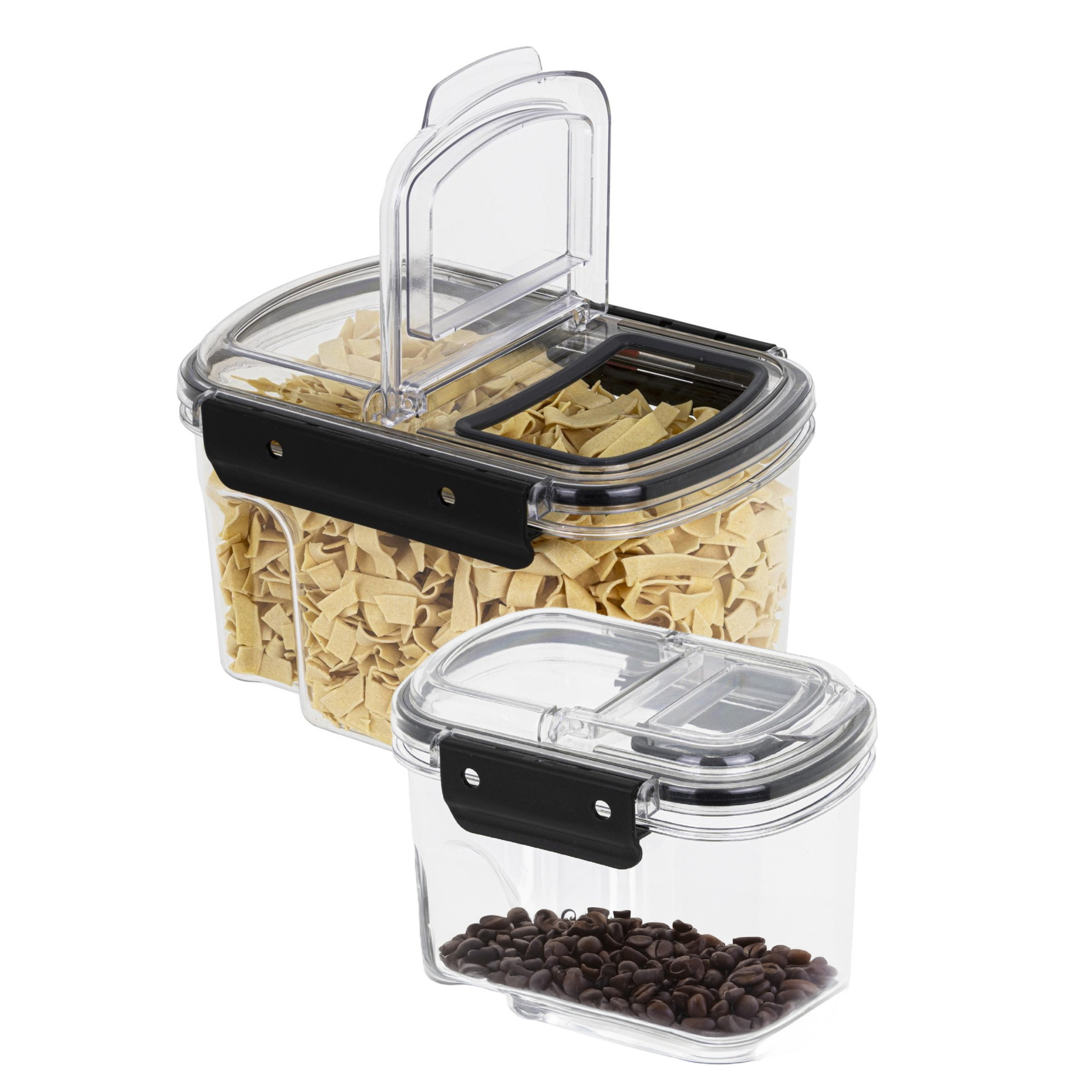 HI Voorraad bus set van 2 - transparant - 1700 ml / 700 ml - met deksel - voorraadbus/bakjes -